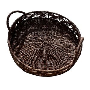 Large 19” Round Handled Wall Basket Tray Decor Wicker Boho Woven Tray
